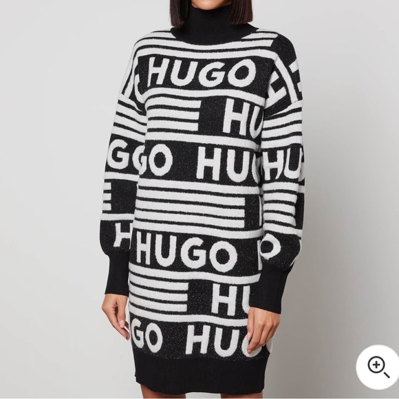 HUGO Boss Sisminy Logo-Jacquard Knit Dress size Medium